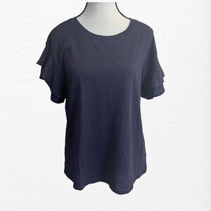 New With Tags DG2 Diane Gilman Short Flutter Sleeve T- Shirt Blouse Size Small